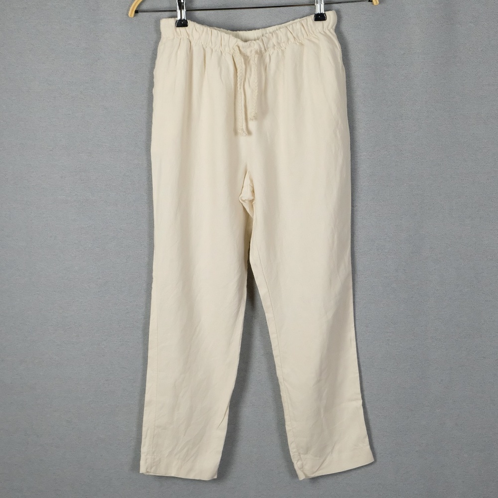 Zara Cream Linen Drawstring Pants